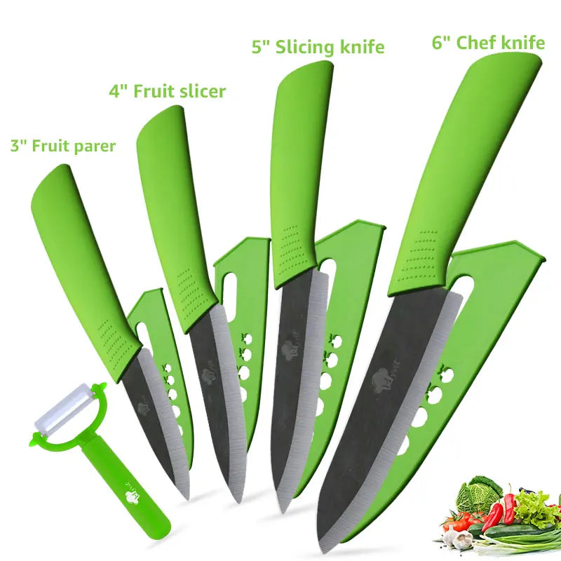 Ceramic Knife Kitchen Knives Set 3 4 5 6inch Chef Knife Utility Slicing Cutter Fruit Vegetable Baby Food Paring Anti-slip Handle