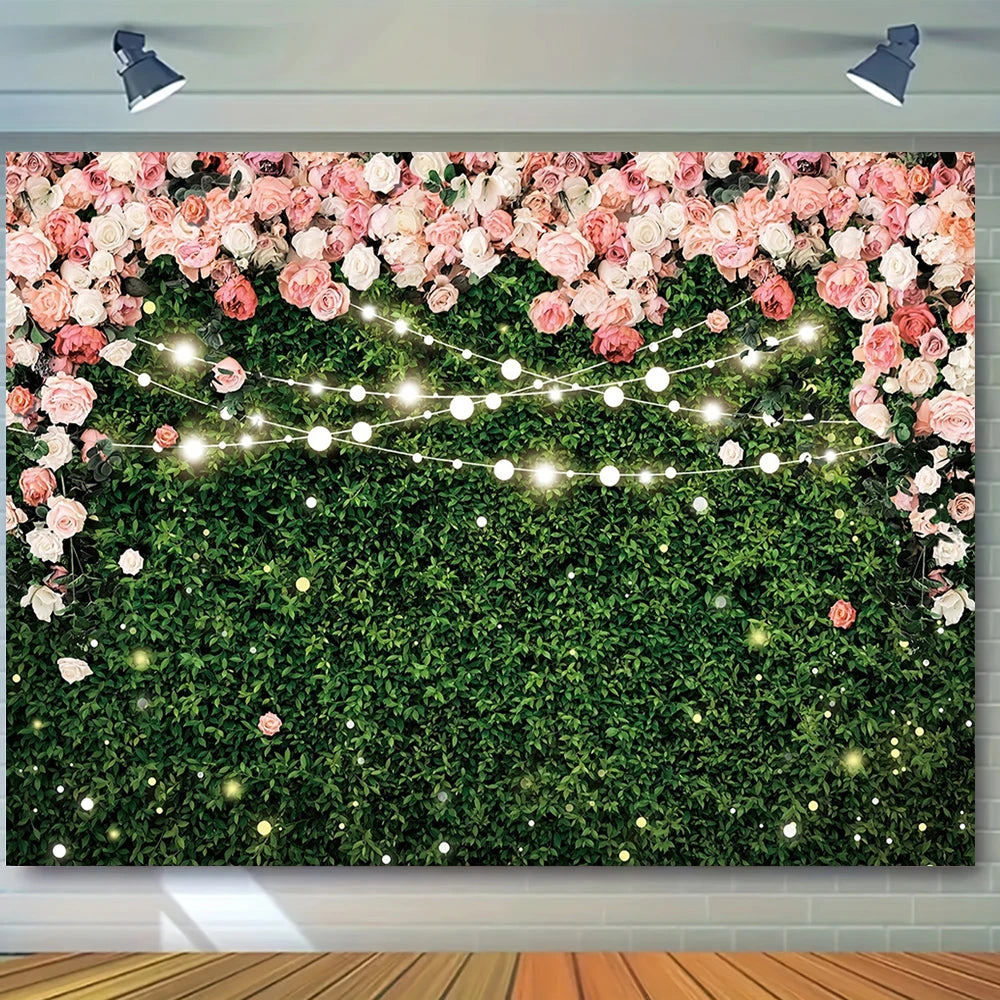 Wedding Flowers Curtain Backdrop Bridal Shower Engagement Ceremony Party Photography Background Wall Decor Photo Studio Props