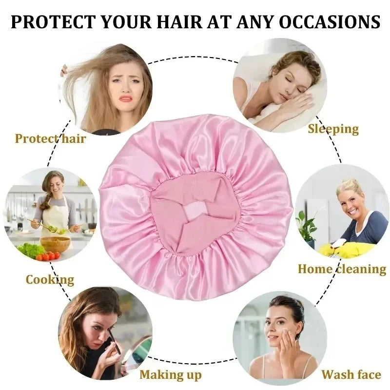 No Heat Hair Curler And Satin Sleeping Cap Set Heatless Hair Curling Headband Hair Claw Clip Hairs Rings Soft Sleeping Hat Salon