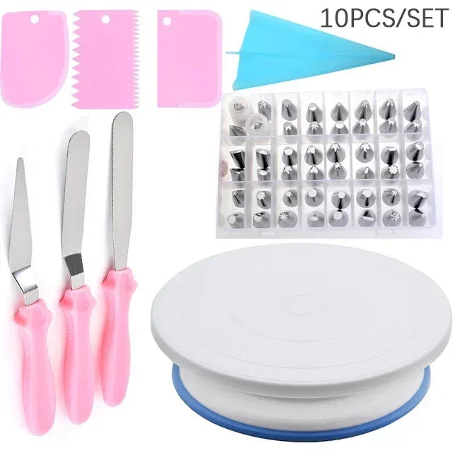28cm Anti-skid Plastic Cake Turntable Rotating Cake Decorating Tools Pastry Bags Nozzles Set Spatula Kitchen Gadget Sets cozinha