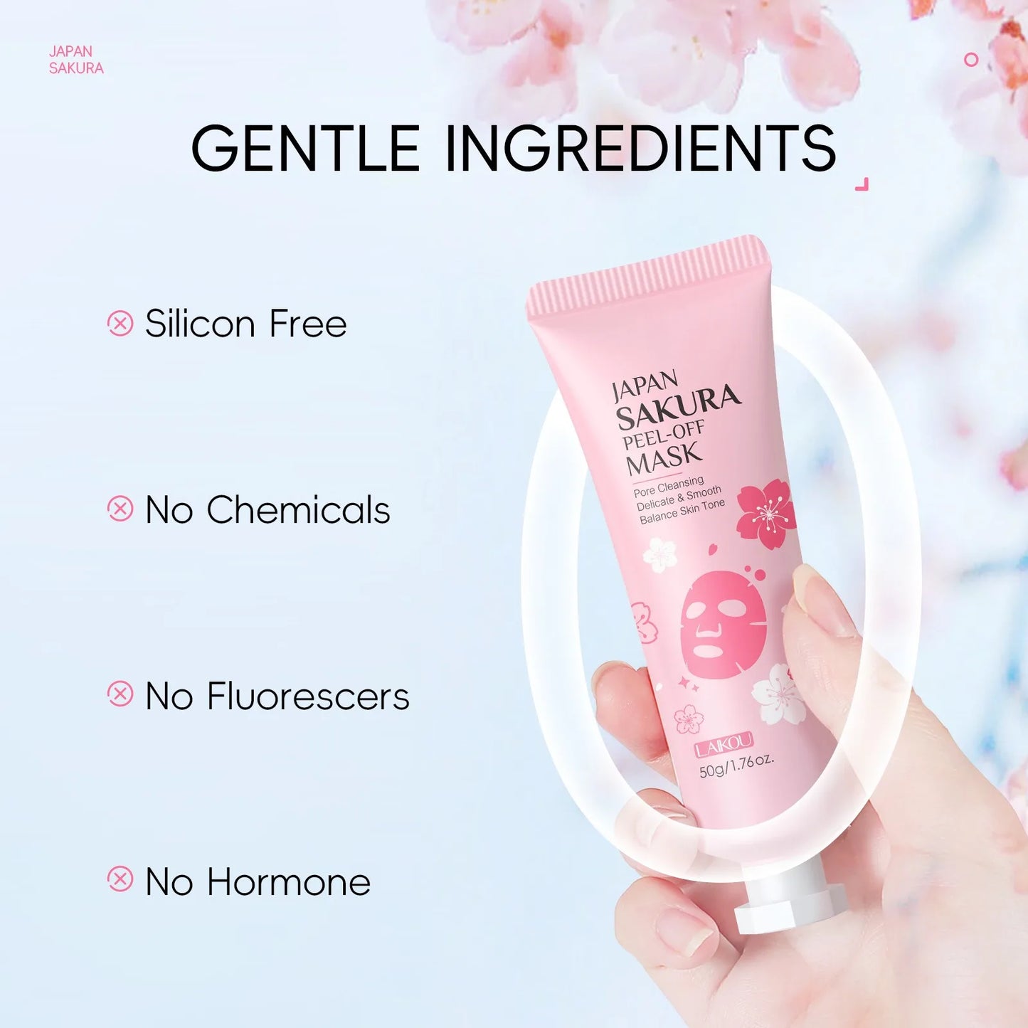 1/2count Japan Sakura Peel-Off Mask 50g Deep Cleansing Cosmetic Residues, Balance Skin Tone, Hydrate & Delicate Skin