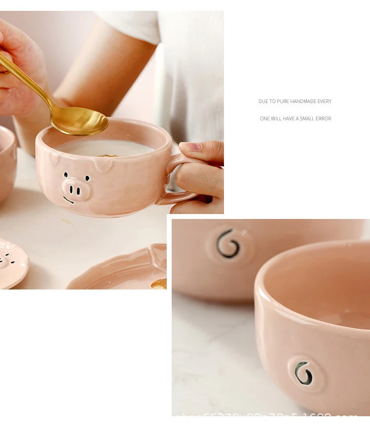 European Creative Cute Pink Pig Tableware Dishes Ceramic