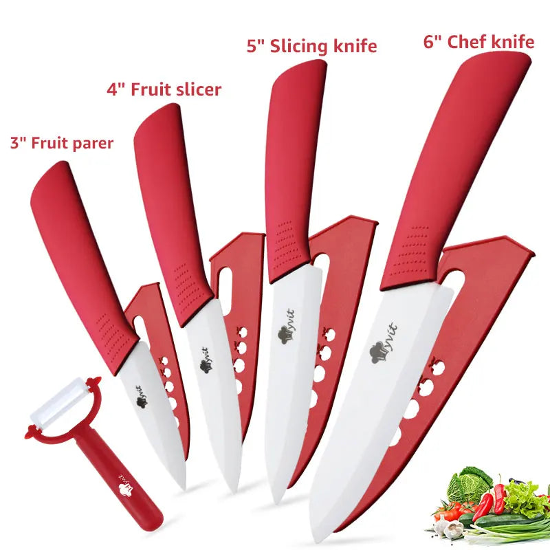 Ceramic Knife Kitchen Knives Set 3 4 5 6inch Chef Knife Utility Slicing Cutter Fruit Vegetable Baby Food Paring Anti-slip Handle