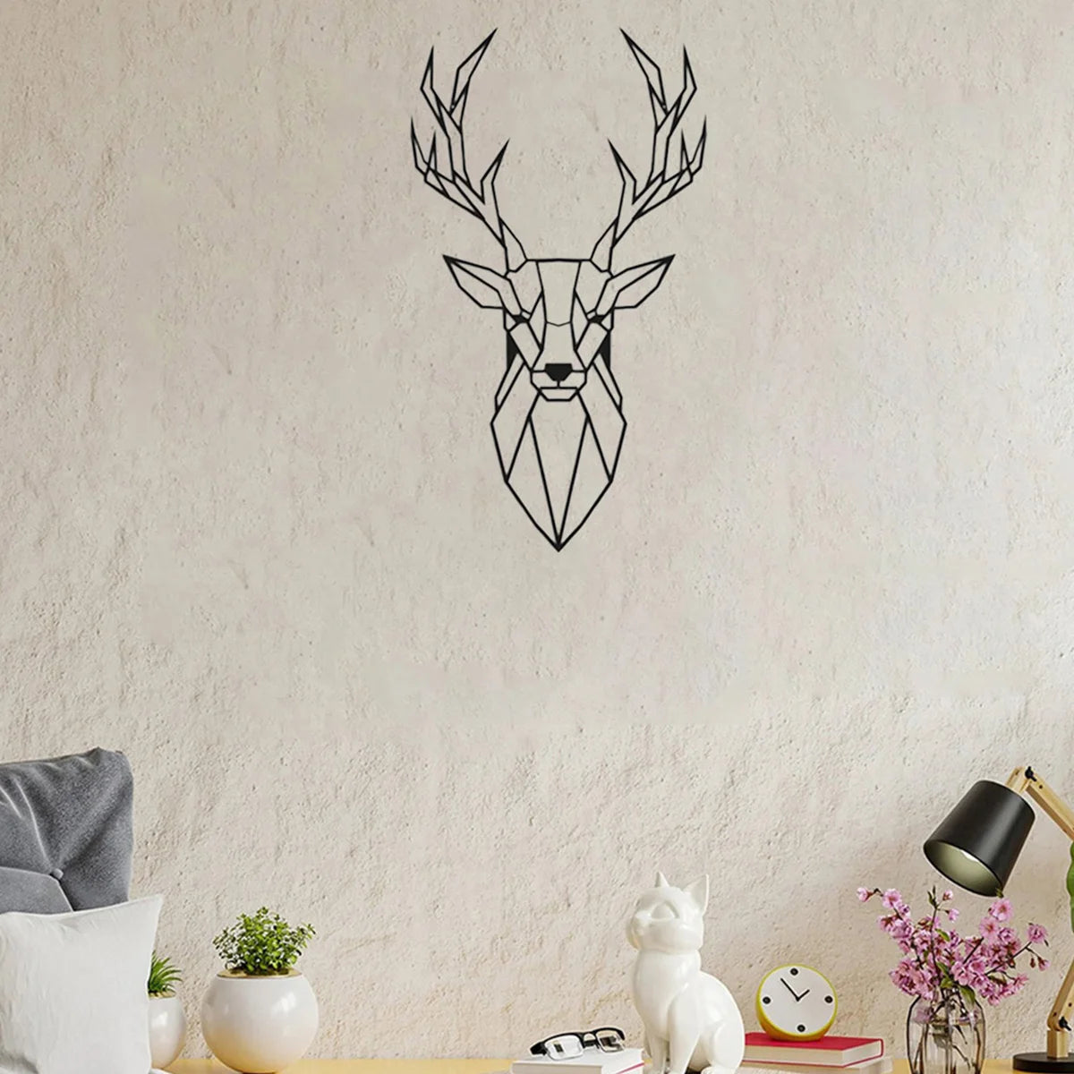 Deer head animal metal wall decorations iron wall sculpture home hanging decorations for living room office