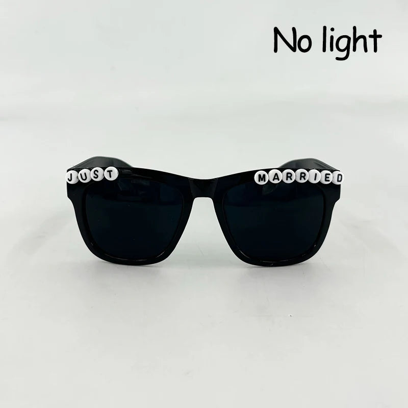 LED Just Married Glasses Wedding Bride To Be Surprise Gift Couple Glasses Souvenirs Glowing Heart Glasses Married Sunglasses