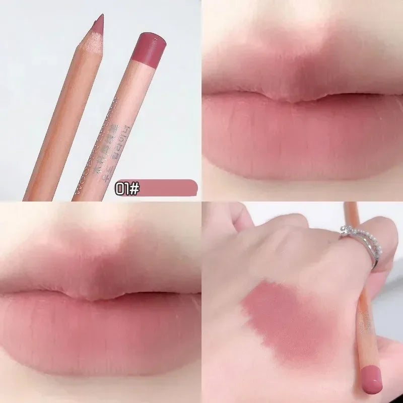Bean Paste Pink Lip Liner Pen Professional Lip Liner Pencil Velvet Matte Lip Non-stick Cup Nude Lipstick Pen Contour Line Makeup