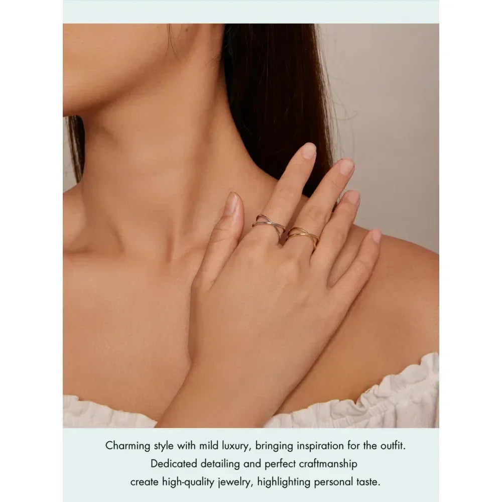 Breathtaking 14K Gold Plated X Ring - Elegant Minimalist 925 Sterling Silver Cross Ring For Women - Promise Jewelry Scr543