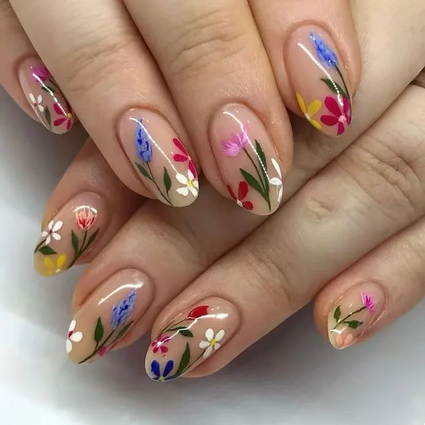 24 Pcs Matte Almond False Nails Set-29