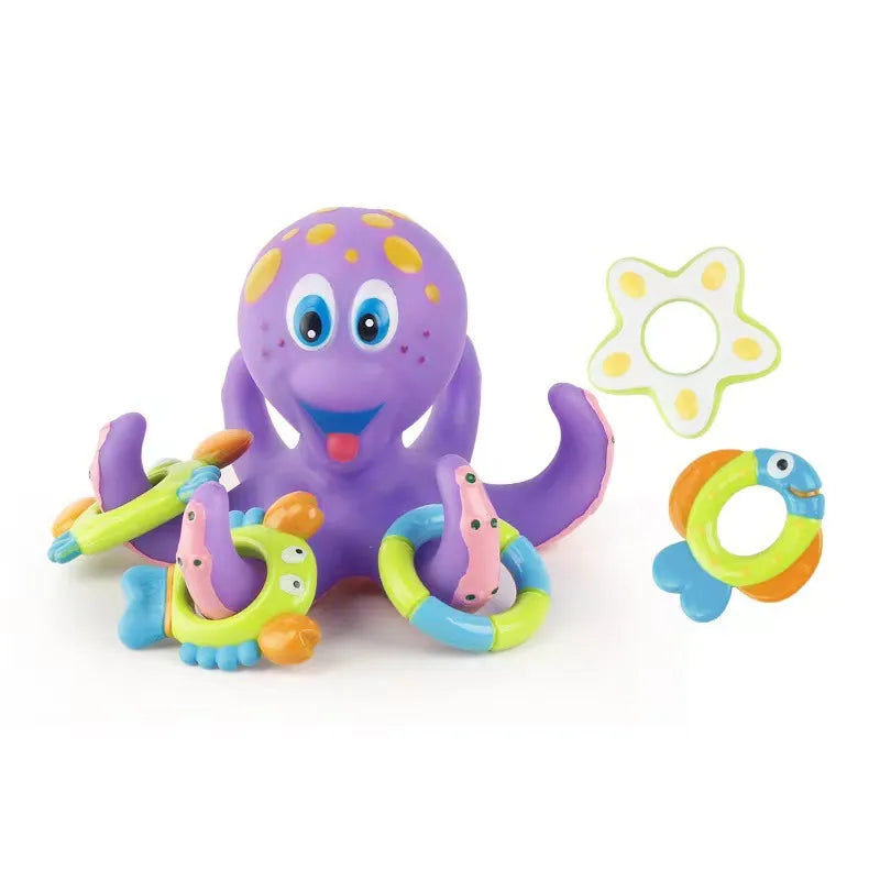 Bath Toy Floating Octopus with Rings-4