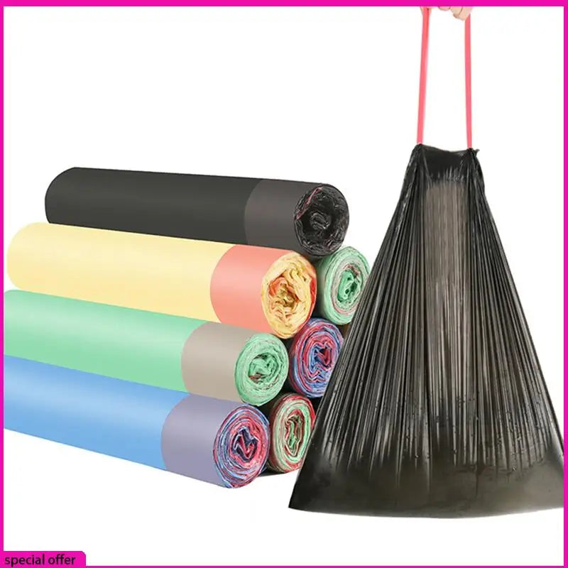 A65Z Small Drawstring Kitchen Trash Bags For Bathroom Restroom Bedroom Office Toilet Mixed Color 150 Counts