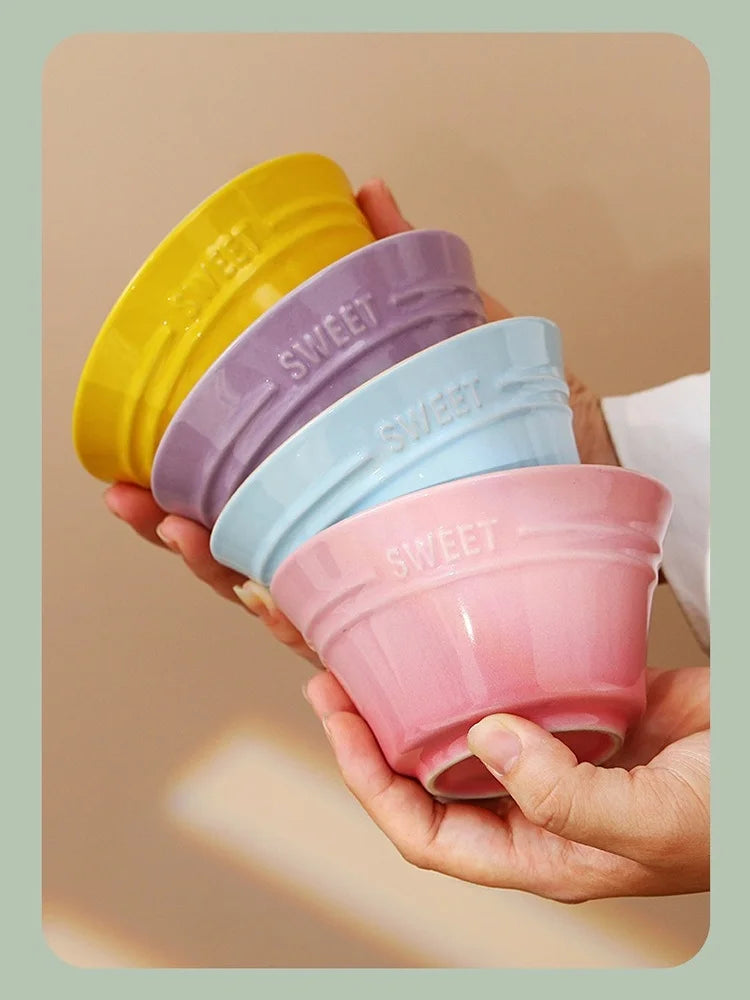 300ML 4.5 Inches Dishes Fruit Bowl Tableware Ramen Bowls for Food Kitchen Salad Cute Dining Bar Home Garden 8 Colors