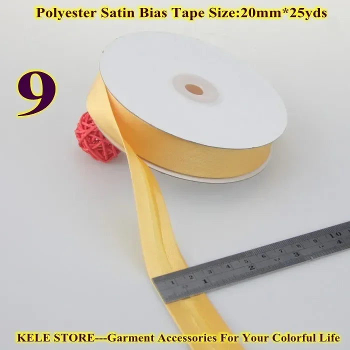 Polyester Satin Bias Binding Tape,bias Binding Size:20mm,3/4" *25yds,fold Tape for DIY Sewing Garment Accessories