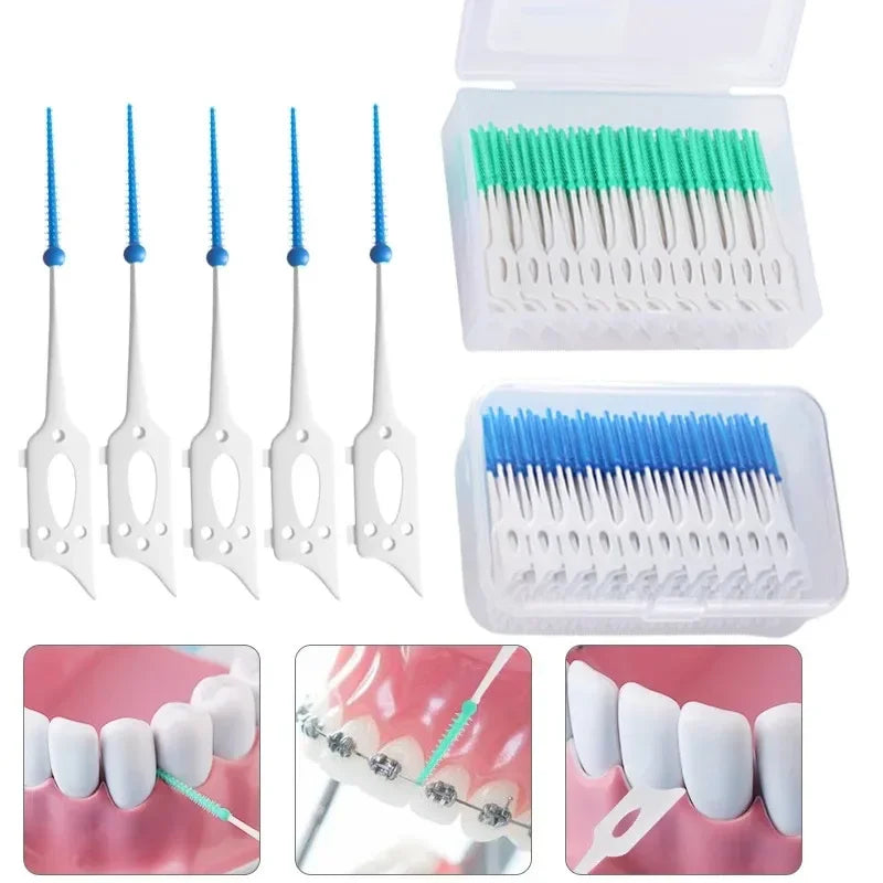 Interdental Brushes Silicone Toothpicks Teeth Floss Oral Hygiene Teeth Cleaning Soft Bristle Clean Between Teeth Toothbrush