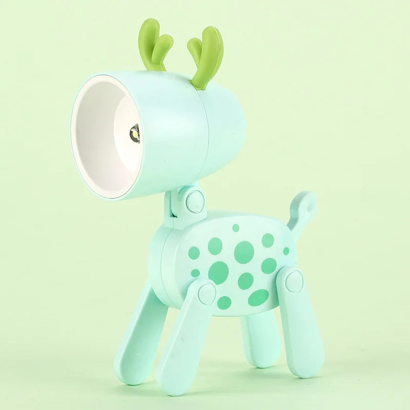 Mini LED Night Light Cute Cartoon Desk Lamp Puppy Deer Desktop Ornament Bedroom Table Lights Children Holiday Gifts