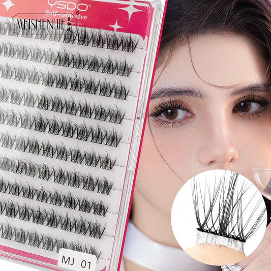 MEISHENJIE Self Adhesive Eyelashes 100 PCS DIY Cluster Lashes No Glue Needed Individual Lashes Extension Makeup Tools Faux Cils