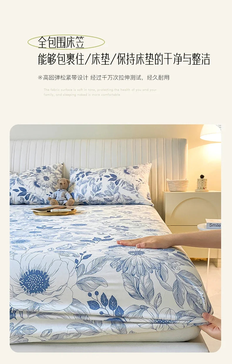 Fitted Sheet 100% cotton for single/couple bed, breathable and soft non-slip, customizable, 1 part, 16 sizes
