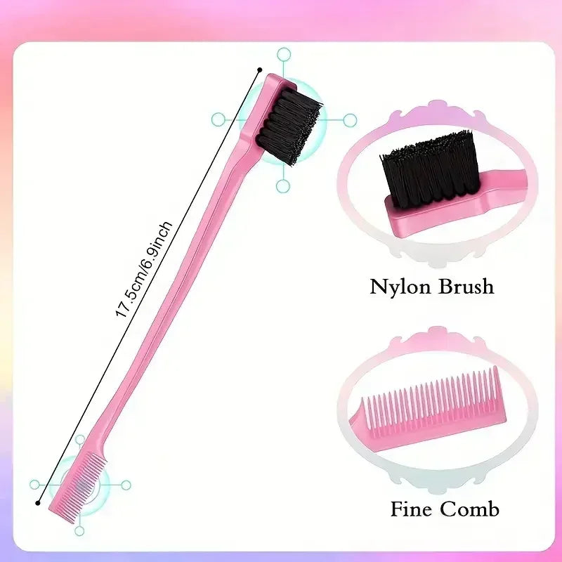 5-pcs Detangling Styling Set: Spray Bottle 3-in-1 Roll Hair Comb Curved Rat Tail Comb Edge Control Brush Salon Hairdressing Tool