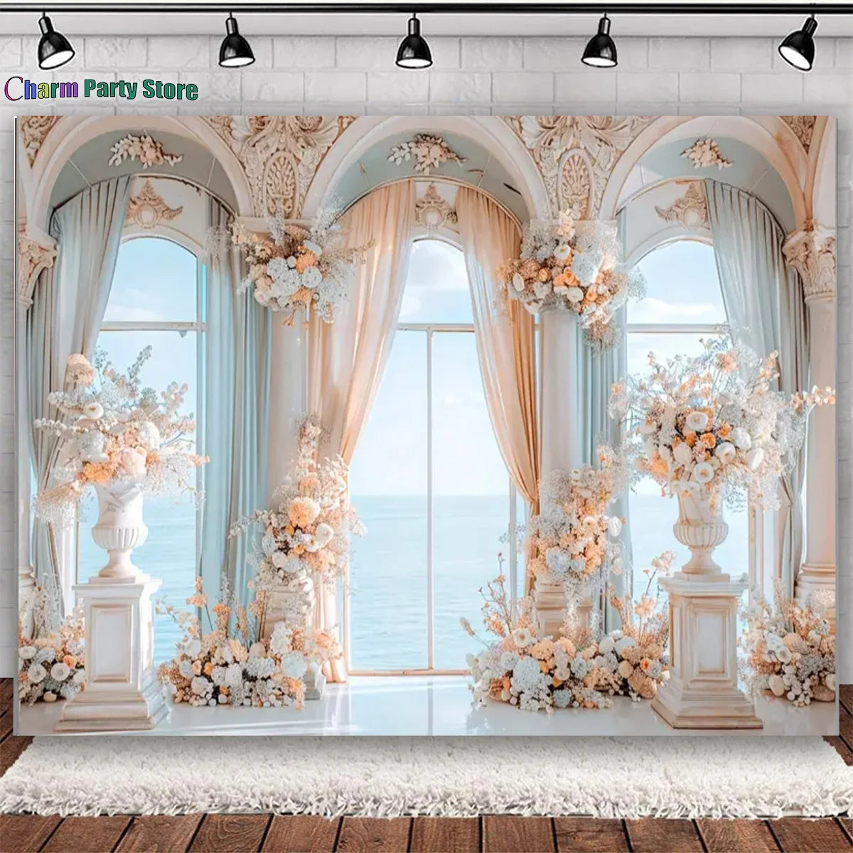 Charm Wedding Backdrop Palace Room Window Curtain Flower Theme Adult Birthday Party Pregnant Portrait Decor Background Photo kid