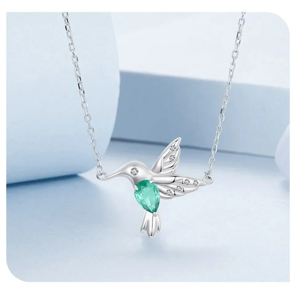 Elegant Sterling Silver Hummingbird Pendant Necklace