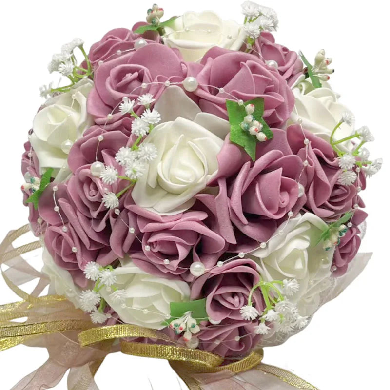 Perfectlifeoh Burgundy Wedding Bouquet Pink/Red/White/Royal Blue Bridal Bridesmaid  Artificial Flower Rose Bride