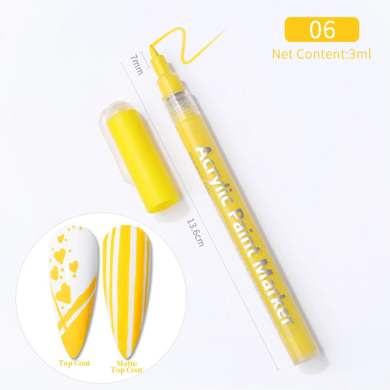 1Pc Nail Art Drawing Graffiti Pen Waterproof Painting Liner Brush DIY 3D Abstract Lines Fine Details Flower Nail Manicure Tools
