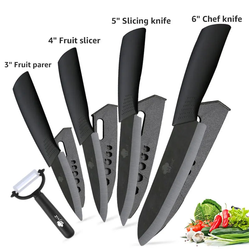 Ceramic Knife Kitchen Knives Set 3 4 5 6inch Chef Knife Utility Slicing Cutter Fruit Vegetable Baby Food Paring Anti-slip Handle