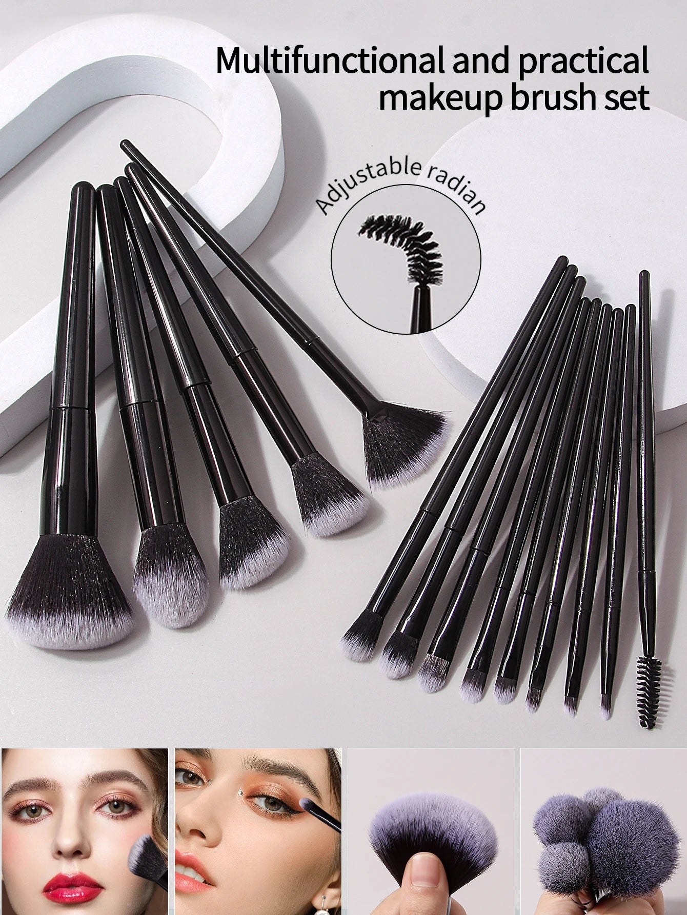 27PCS 14 makeup brush set +12pcs Beauty Egg Triangle mini powder puff, brush, eyebrow razor set +1pcs waterproof storage bag