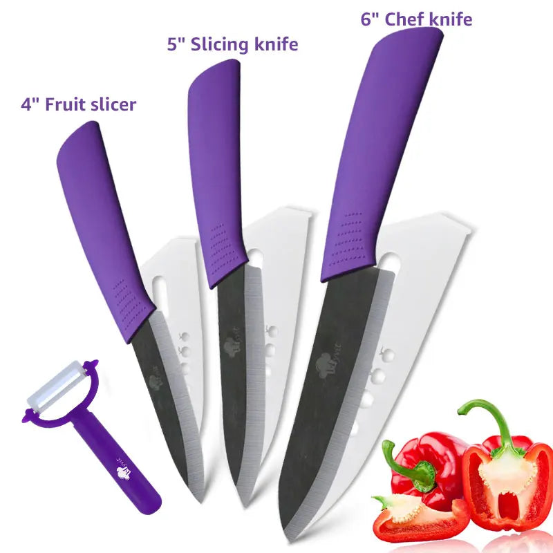 Ceramic Knife Kitchen Knives Set 3 4 5 6inch Chef Knife Utility Slicing Cutter Fruit Vegetable Baby Food Paring Anti-slip Handle