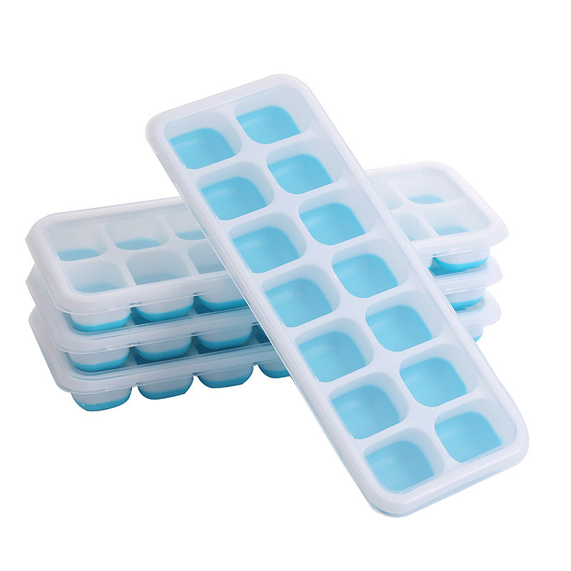 14 Grids Fruit Ice Maker with Removable Ice Cube Trays Reusable Silicone Ice cube Mold  Lids Kitchen Tools Freezer Summer Mould