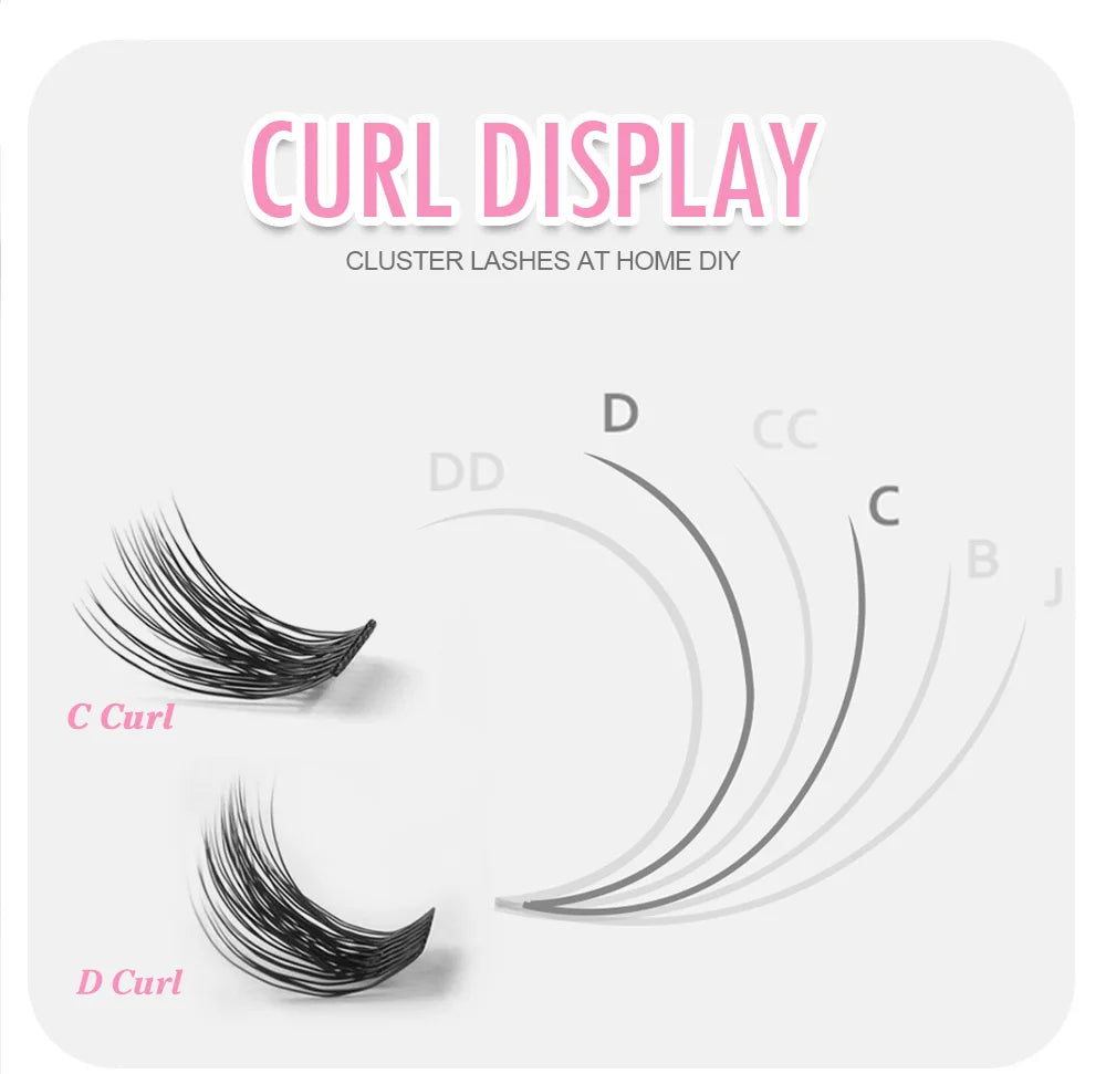ETVITE DIY Clusters Eyelash Extension Dovetail Segmented Lashes 48 Volume Natural Segmented Eyelashes Bundles