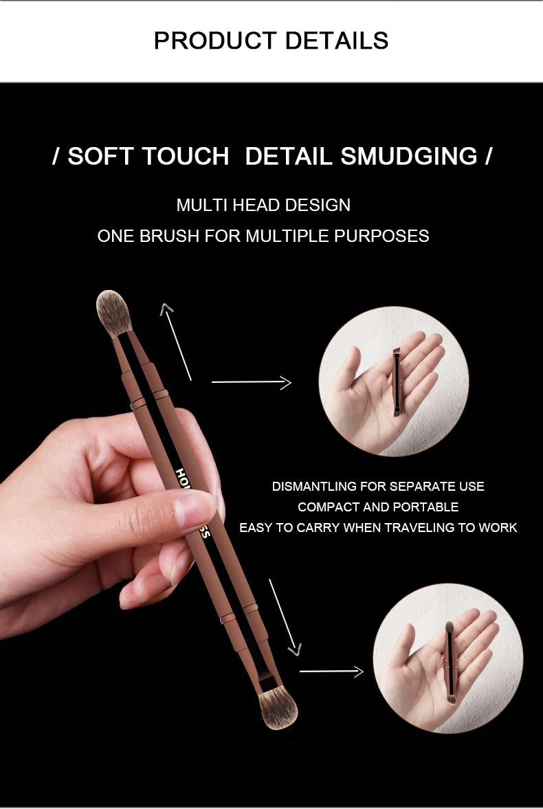 Hourglass Multifunctional Makeup Brush, Four Head Eye Brush for Eyeshadow, Eyeliner, Eyebrows