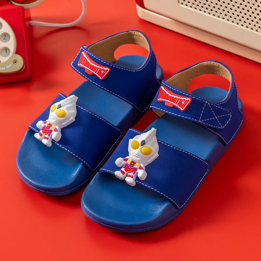 Ultraman children's sandals, new summer baby beach shoes, outdoor non-slip soft soled sandals for boys
