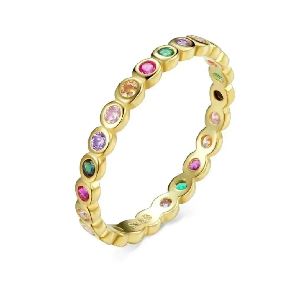 925 Sterling Silver Multicolor Zircon Finger Ring for Women - Trendy Fashion Dazzling CZ Stone Anillos jewelry Gift