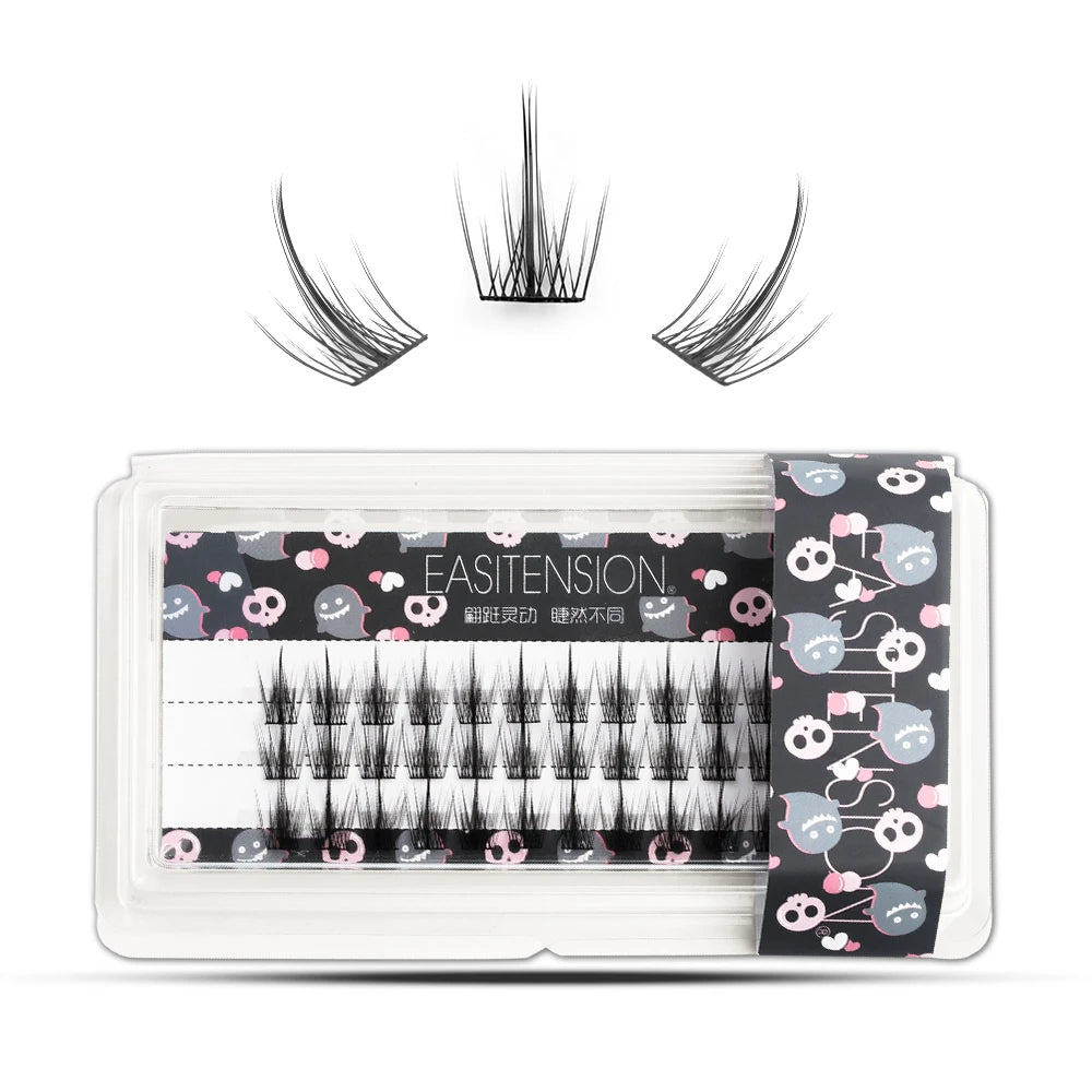 ETVITE DIY Clusters Eyelash Extension Dovetail Segmented Lashes 48 Volume Natural Segmented Eyelashes Bundles