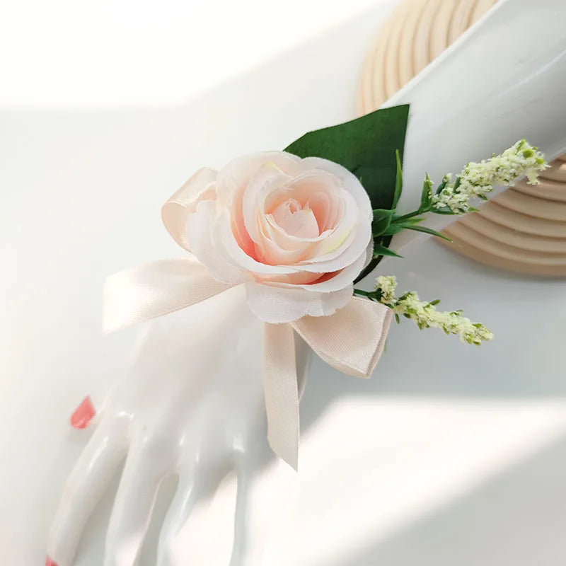 Bride Bouquet Wedding Accessories Silk Roses Artificial Flowers Bridesmaid Bouquet Groom Boutonniere Corsage Wedding Party Decor