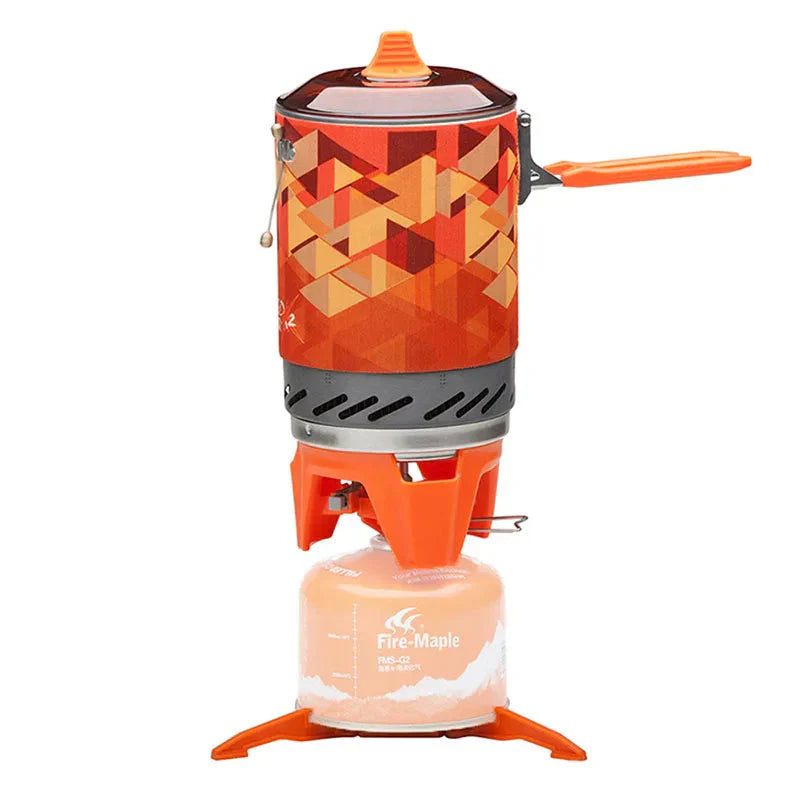 Portable Camping Cooking System 1L Gas Stove Burner Orange-1