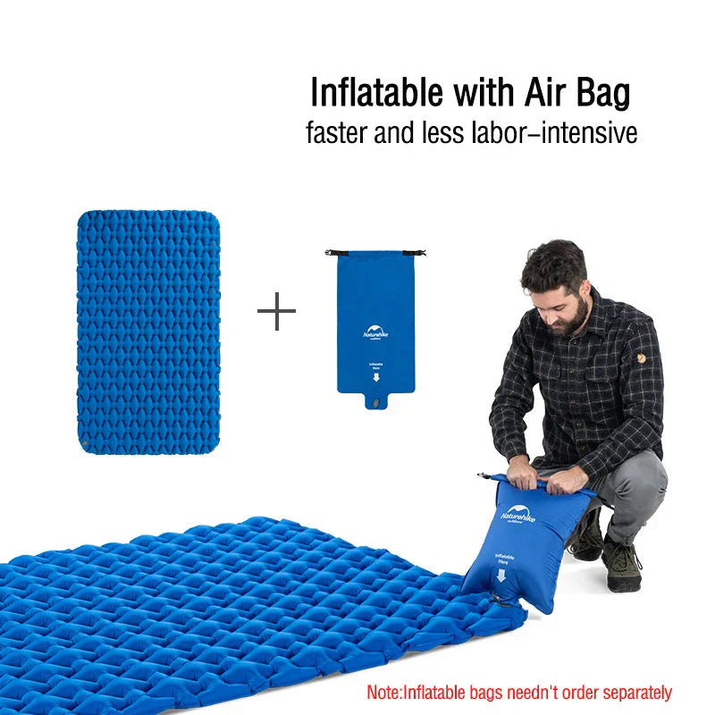 Double Air Mattress Inflatable Sleeping Pad Blue-3