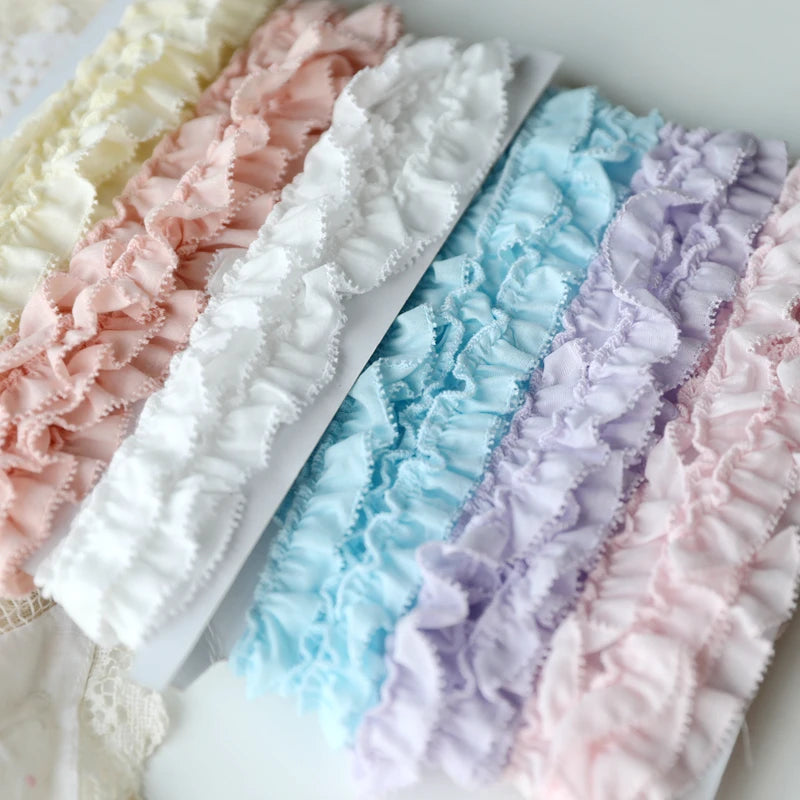 1 Meter 1.8cm wide White pink Cotton Embroidered Ruffled Lace Trim Children's Clothes Cloth Art Skirt Decoration Materials
