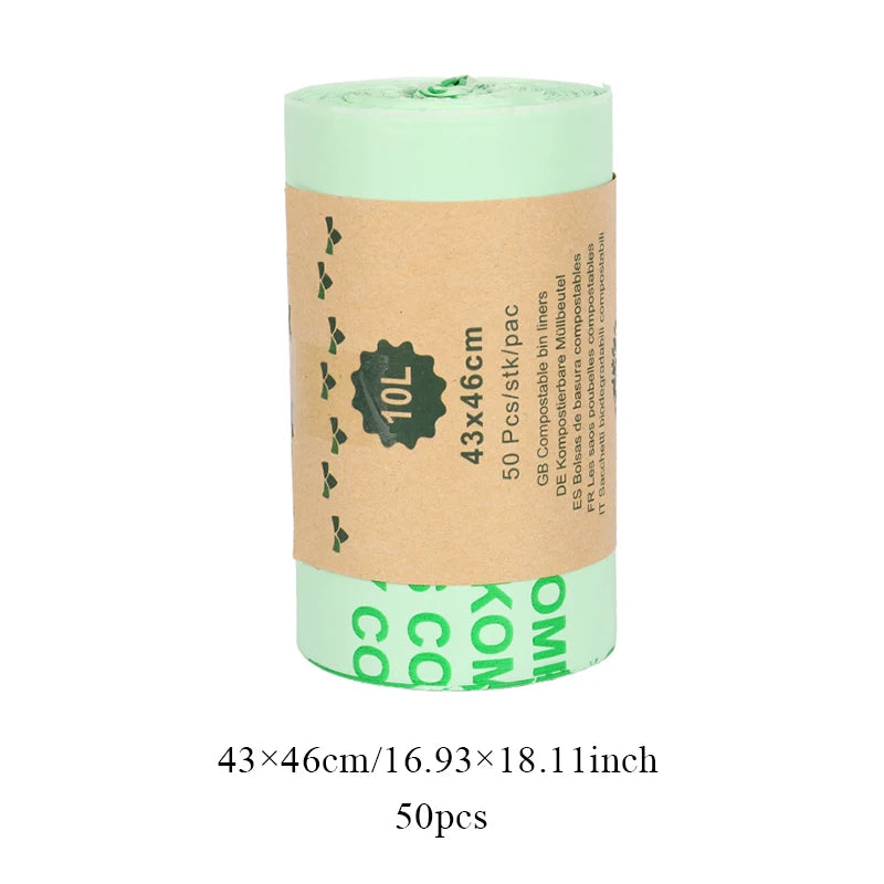 50pcs Small Biodegradable Garbage Bag Corn Starch Compostable Recycling Pet Poop Kitchen Household Degradable Trash Bag