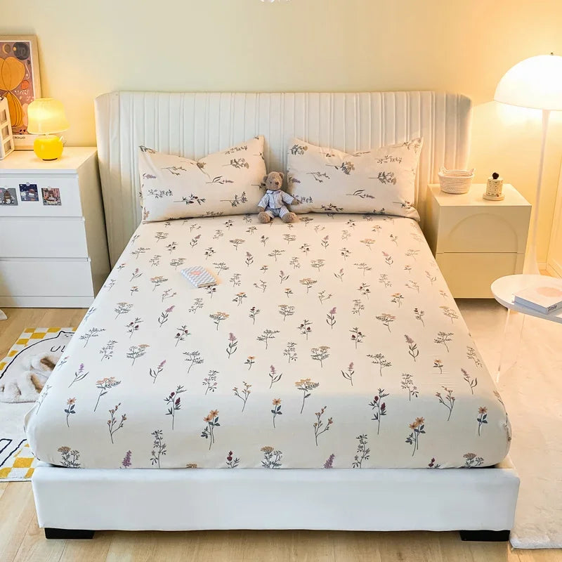 Fitted Sheet 100% cotton for single/couple bed, breathable and soft non-slip, customizable, 1 part, 16 sizes