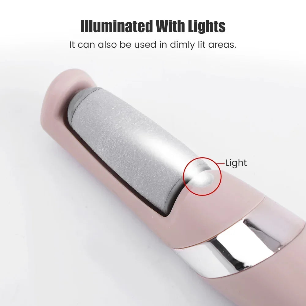 Electric Foot File Foot Grinder Dead Skin Dry Callus Remover Rechargeable Roller Feet Pedicure Tool with Removable Roller Head