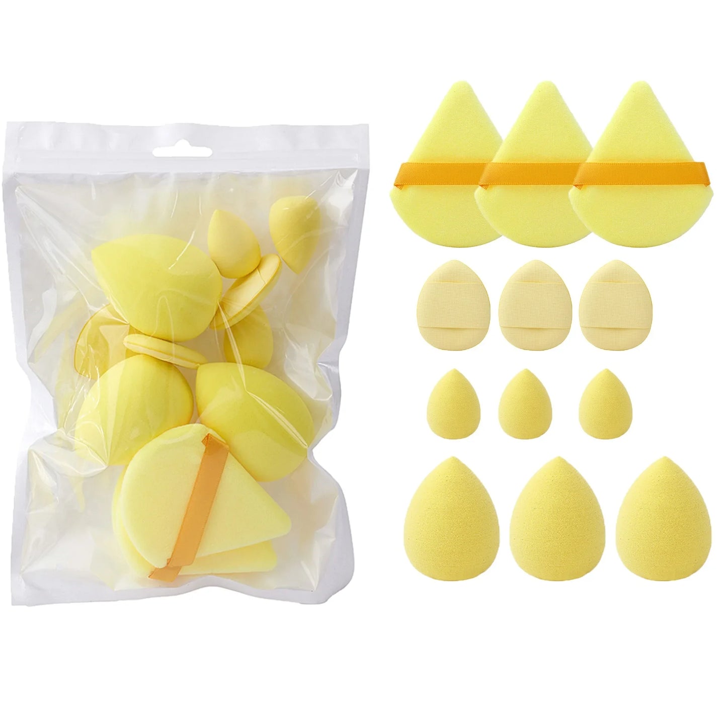 4Types 12PCS Cosmetic Puff Triangle Egg Finger Powder Puff Dry Wet Dual Use Soft Sponge Blending Beauty Tools Makeup Accessories