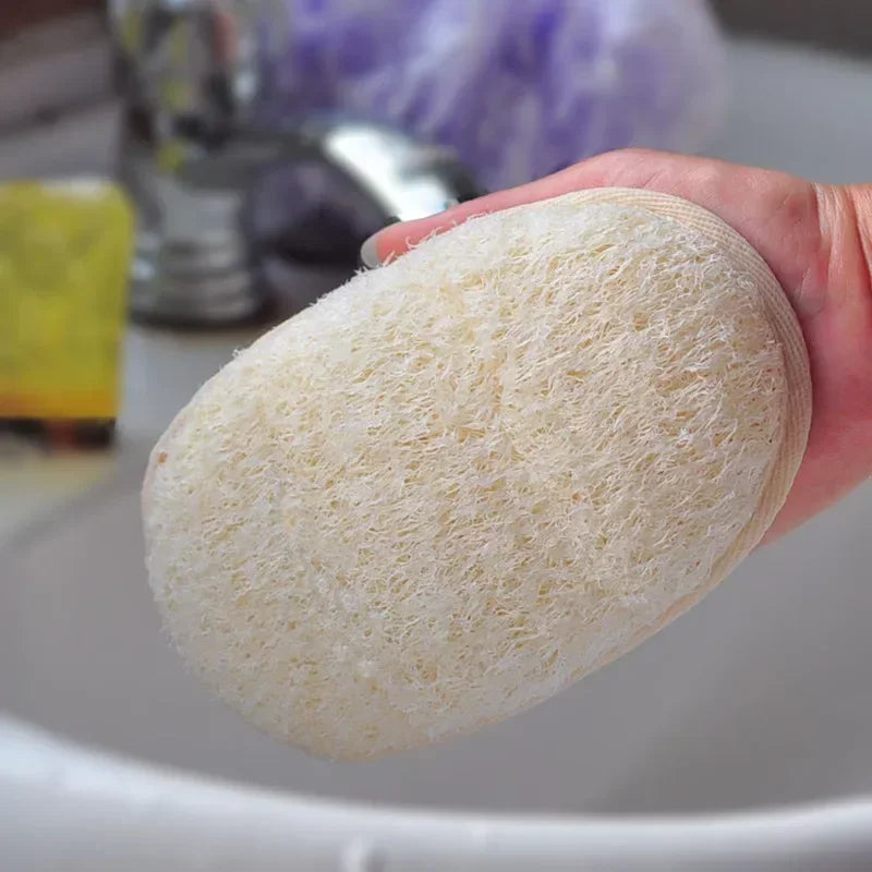 Natural Loofah Body Bath Brush - Reusable Exfoliating Scrubber with Soft Bristles Loofah Sponge for Face And Body Cleaning