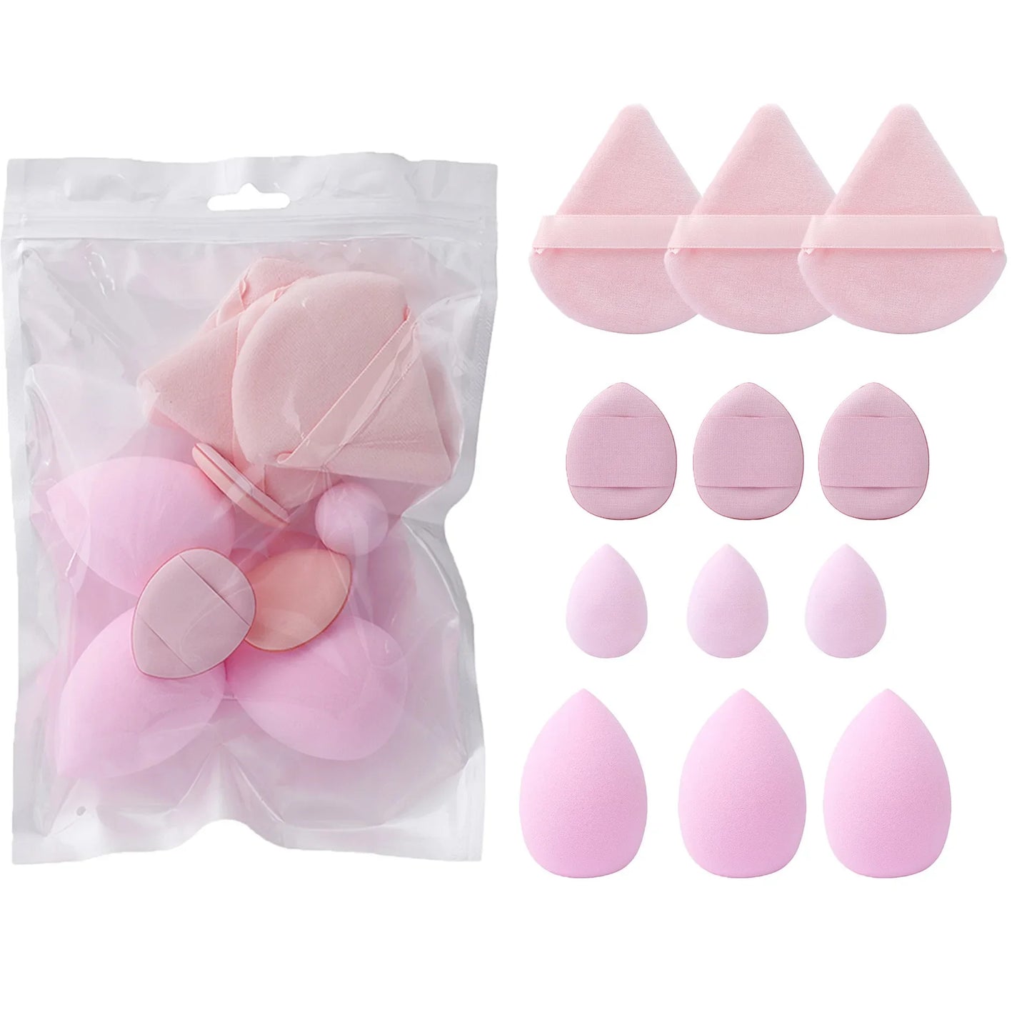 4Types 12PCS Cosmetic Puff Triangle Egg Finger Powder Puff Dry Wet Dual Use Soft Sponge Blending Beauty Tools Makeup Accessories