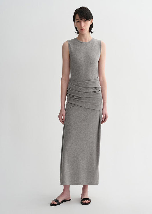 Ice silk wool blend dress with adjustable waistline, hip-flattering design, slim fit for a figure-slimming effect-0