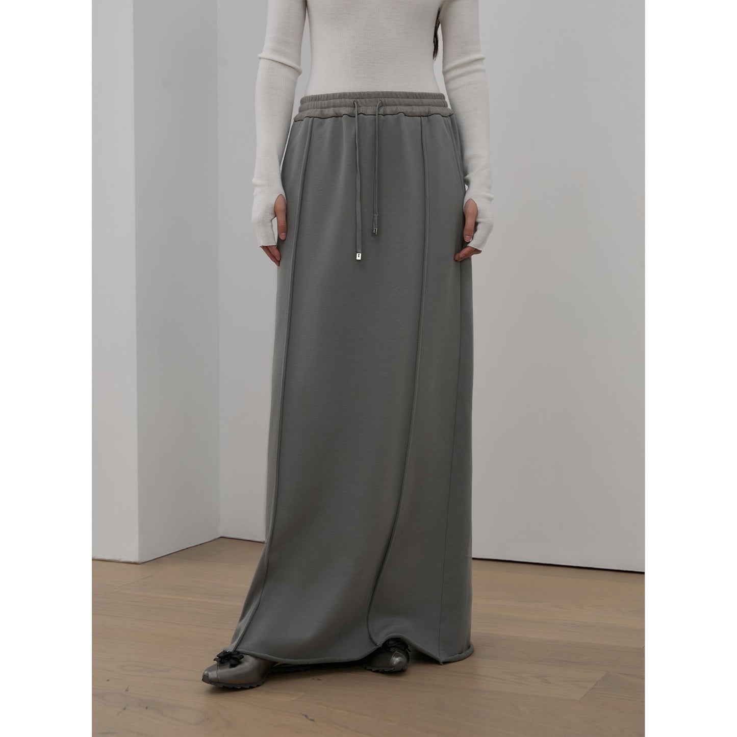 "Cloudy Star"Lazy Dress ,Sporty style color-blocked drawstring women's skirt-4