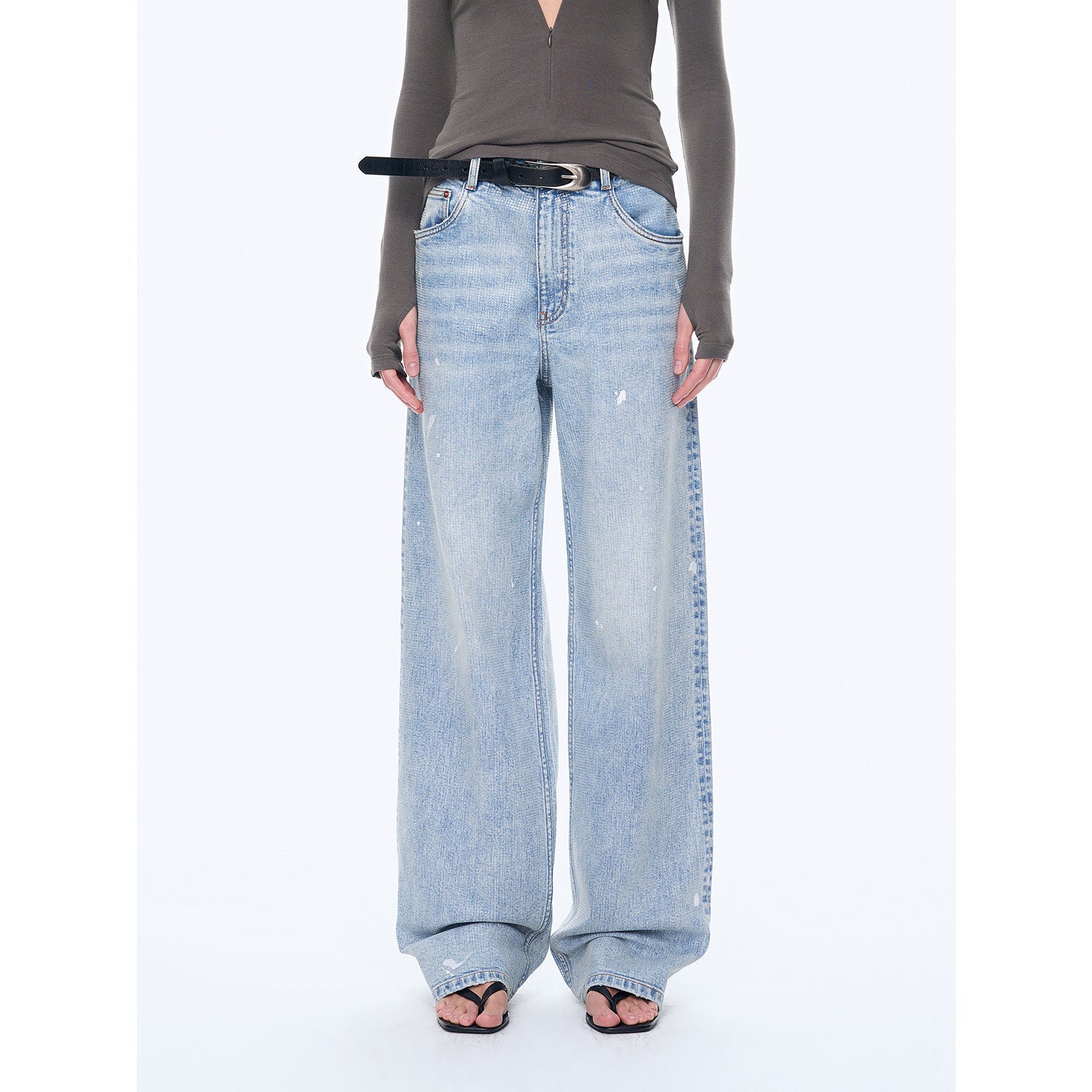 Distressed dirty dyed Tencel cotton jeans"Art Journey"-5