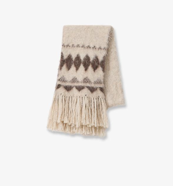 Nepal alpaca wool color clashing jacquard tassel scarf women winter warm shawl 190*27-6