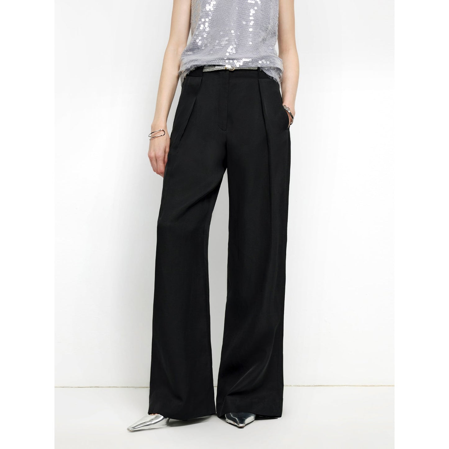 Acetate Linen Old Money-Inspired Draped Mid-Waist Single-Pleat Straight-Leg Wide-Leg Casual Pants"Relaxed Old Money"-5