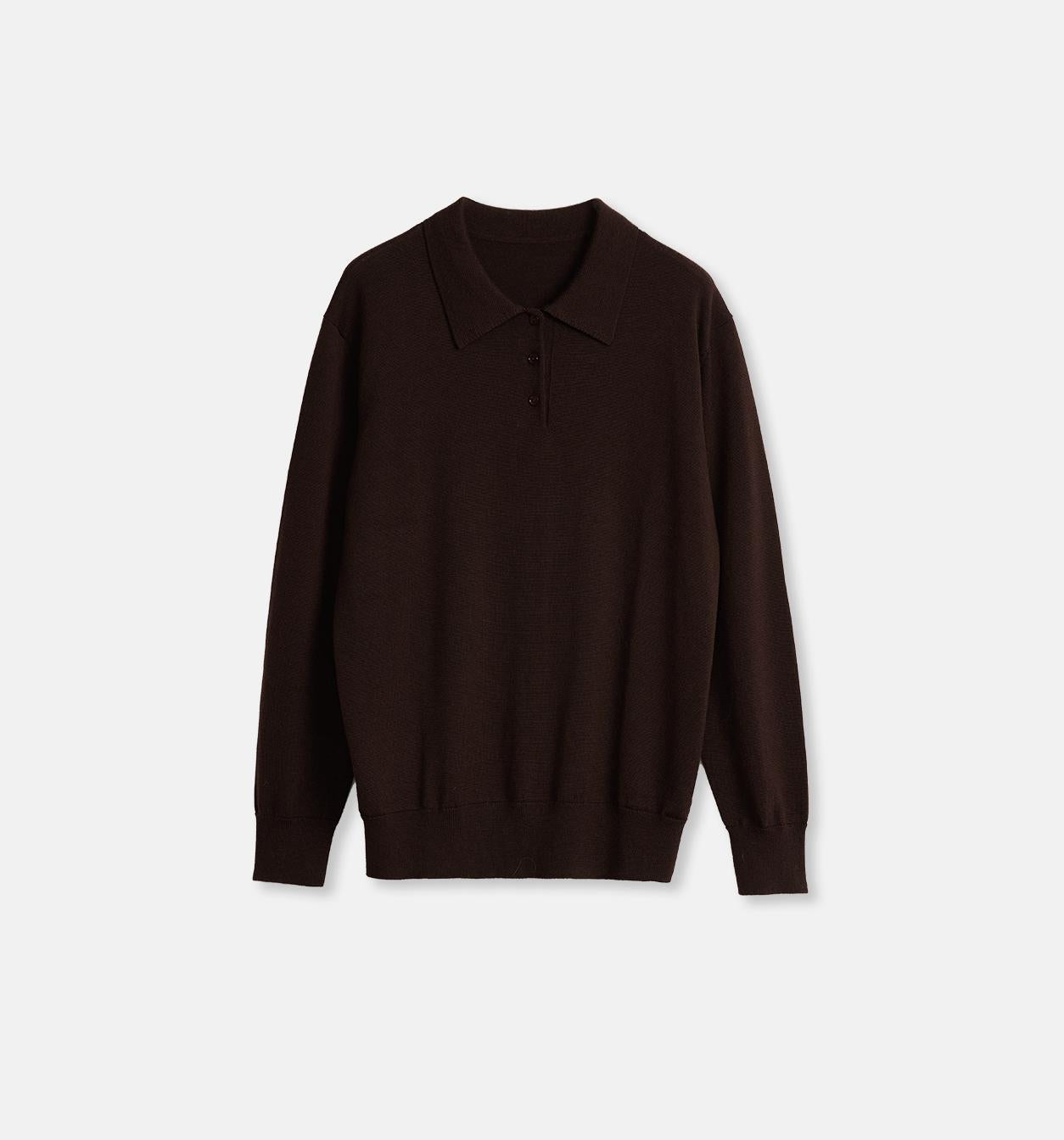 "Library Diary" Machine Washable Premium Wool Women's Polo Neck Loose Top-6